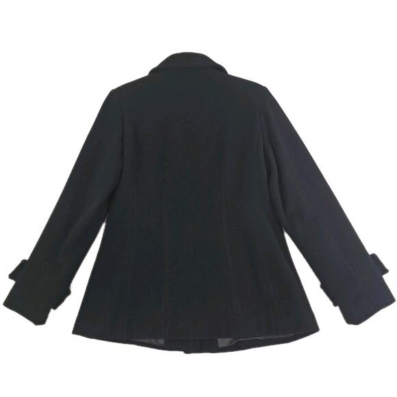 Anne Klein AK ~Woman Size M~ Black Wool Blend Jacket Pea Coat Fully Lined. - Picture 3 of 14